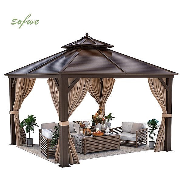 Gazebo extérieur à double toit en aluminium